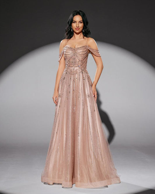 JMT-105226 Elegant Pink Evening Dress - Model SH0213 for Women