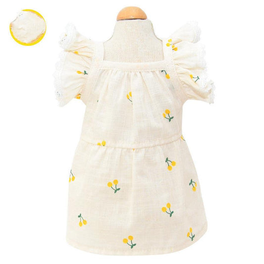 JMT-108362 Cherry Flying Sleeve Skirt for Dogs and Cats - Soft, Comfortable Pet Clothing in Various Sizes