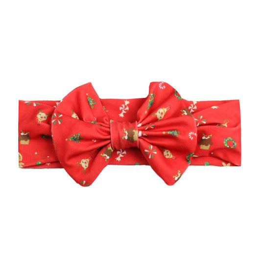 JMT-120330 Bow Print Headband for Children - Woven Fabric Accessory