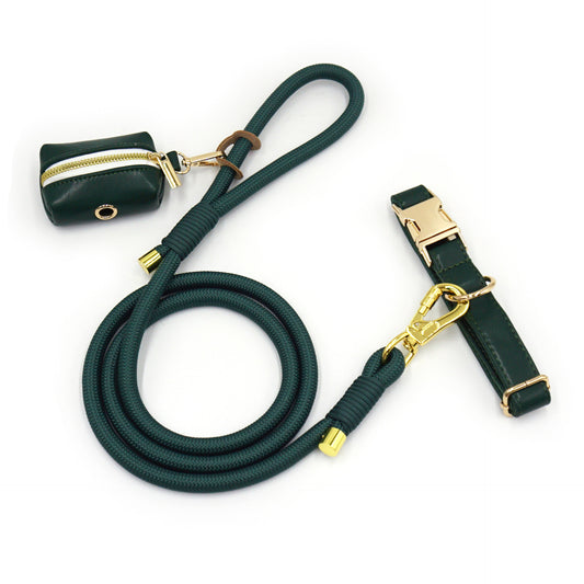 JMT-121482 Hand-woven Leather Rope Dog Leash - Durable and Stylish Round Design