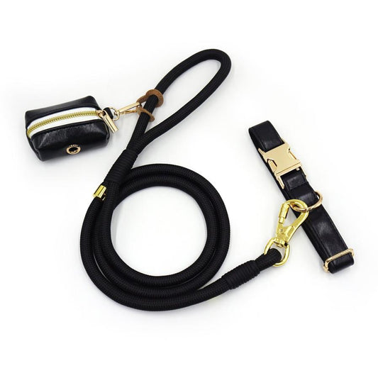 JMT-121482 Hand-woven Leather Rope Dog Leash - Durable and Stylish Round Design