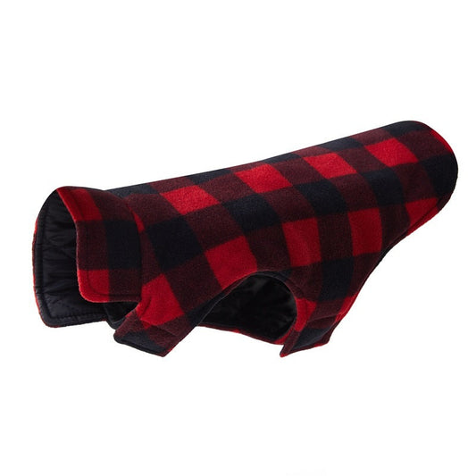 JMT-125322 Pet Thick Checks Reversible Vest in Black and Red Plaid - Available in S, M, L Sizes
