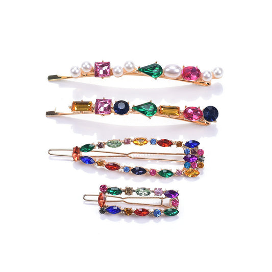 JMT-126090 European and American Retro Pearl Hairpin for Women - Alloy Geometric Design, Individually Packaged