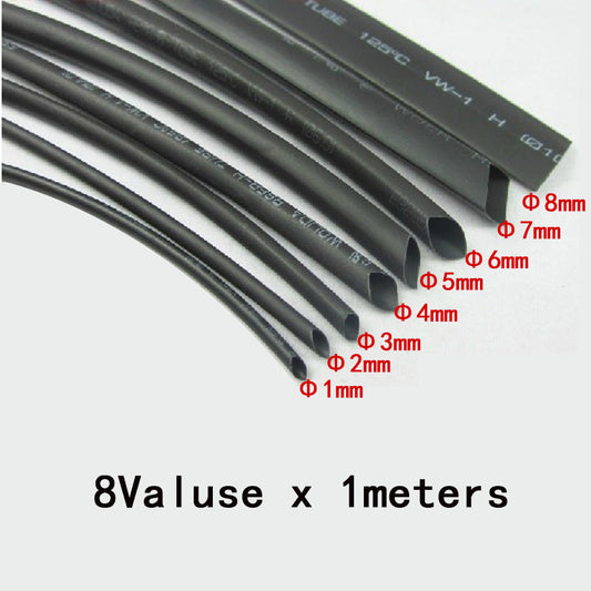 JMT-126730 Black Heat Shrink Tube Kit - Flame Retardant, Waterproof, 2:1 Ratio Polyolefin, for Cables and USB Connections