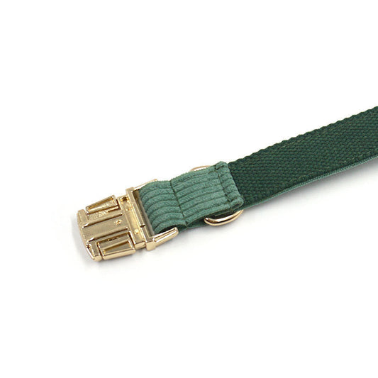 JMT-134794 Duck Poop Green Striped Corduroy Dog Collar - Available in Multiple Sizes