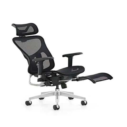 JMT-136202 Ergonomic Executive Office Chair with Footrest, Adjustable Lumbar Support, Swivel Reclining Design and Mesh Back