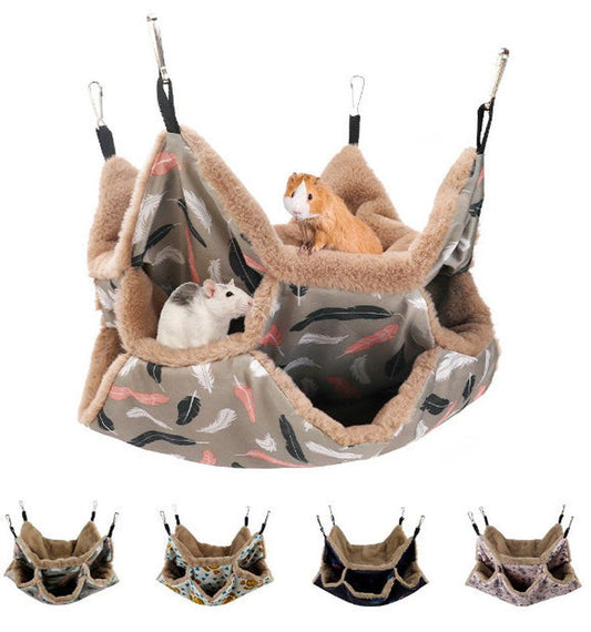 JMT-152586 Cozy Hanging Bed & Tunnel for Small Animals - Ideal for Guinea Pigs, Rats, Squirrels, and Ferrets - 34x34cm Pet Cage Hammock