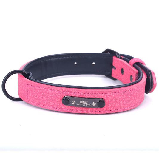 JMT-167562 Customizable Dog Collar with Anti-Loss Nameplate and Durable Traction Leash - Available in Multiple Sizes