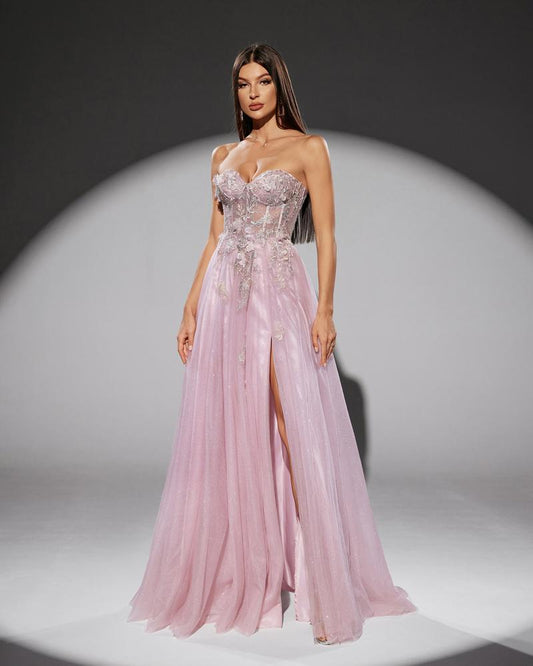 JMT-187722 Elegant Pink Evening Gown with Flattering Silhouette for Women