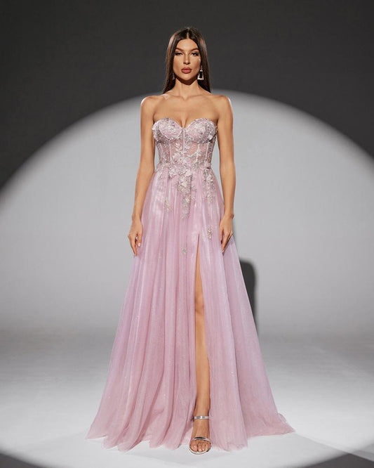 JMT-187722 Elegant Pink Evening Gown with Flattering Silhouette for Women
