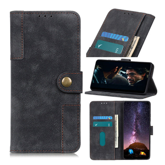 JMT-193930 ASUS Zenfone 7 Leather Wallet Case with Copper Buckle - Antelope Pattern, Handmade PU, Available in Black, Red, Blue, Brown