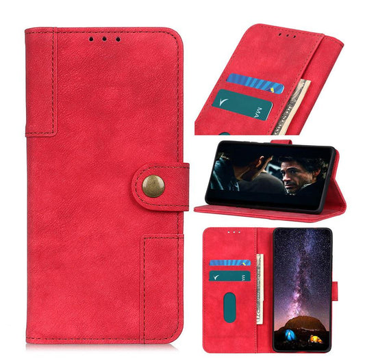 JMT-193930 ASUS Zenfone 7 Leather Wallet Case with Copper Buckle - Antelope Pattern, Handmade PU, Available in Black, Red, Blue, Brown