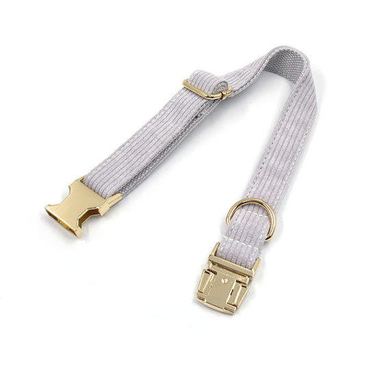 JMT-200330 Far Mountain Grey Striped Corduroy Dog Collar with DIY Lettering Options