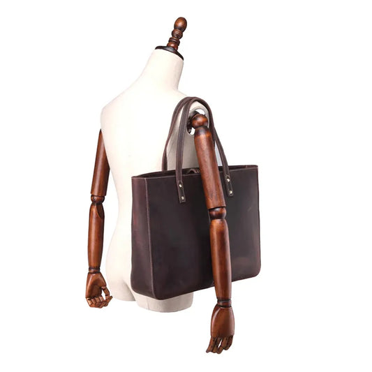 JMT-214346 Genuine Leather England Style Shoulder Bag - Large Capacity Tote