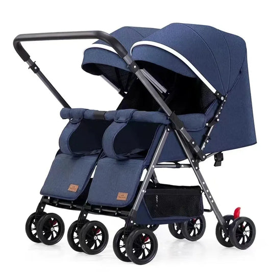 JMT-215818 Twin Baby Stroller with Be-Directional Seats - Foldable Push Chair for Newborns