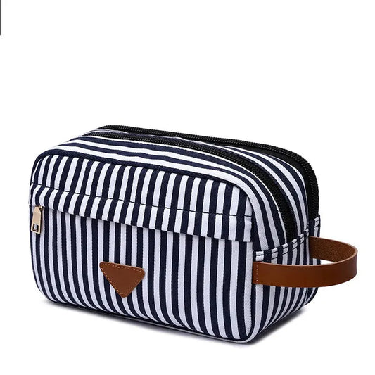 JMT-226058 Personalised Striped Canvas Toiletry Bag for Travel and Cosmetic Storage