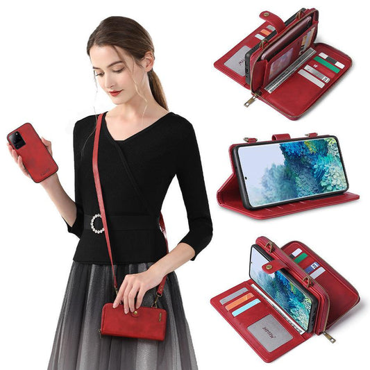 JMT-226698 Multi-Function Diagonal Mobile Phone Case Flip Holster in Solid Colors for Samsung Models