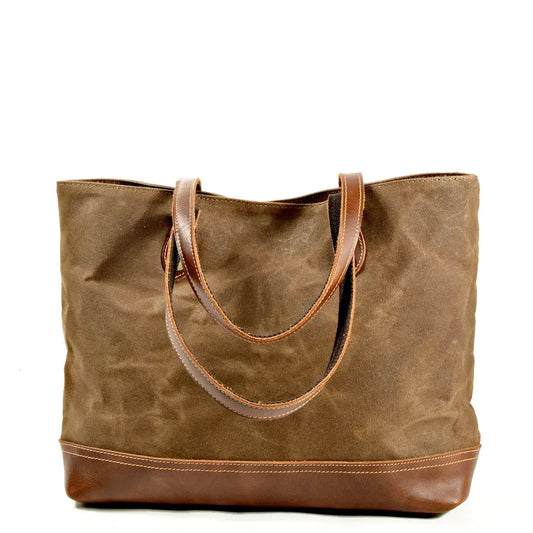 JMT-232458 Casual Retro Canvas Shoulder Bag with Leather Accents - Waterproof, Stylish, and Durable