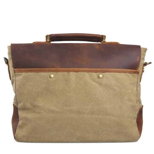 JMT-238922 Retro Canvas Cowhide Crossbody Messenger Bag for Business and Travel with Laptop Compartment