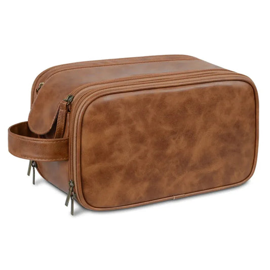 JMT-243018 Large Capacity PU Leather Men's Toiletry Bag - Retro Multifunctional Travel Storage