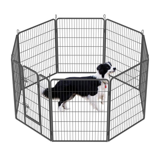JMT-265546 Large Dog Playpen - Indoor and Outdoor Heavy Duty Metal Fence for Safe Pet Exercise and Rest