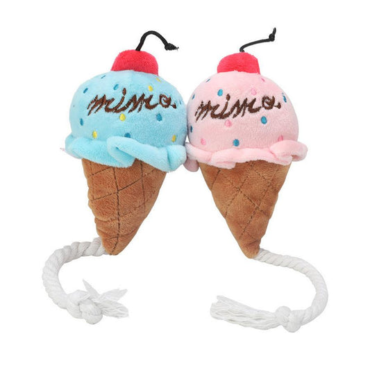 JMT-268810 Cute Ice Cream-Shaped Plush Dog Toy - Bite-Resistant Molar Chew Sounding Toy, 13x7cm, 22g