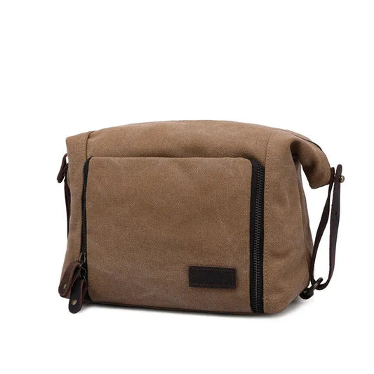 JMT-276938 Eco-Friendly Canvas Toiletry Bag with Zipper Closure - Retro Travel Cosmetic Storage