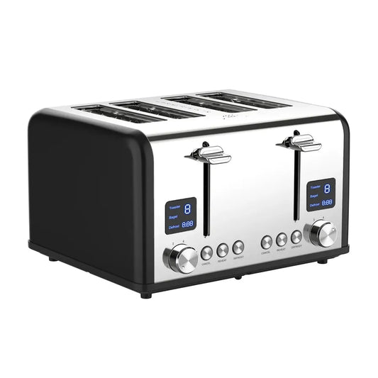 JMT-277706 Extra Wide 4-Slice Retro Toaster with 6 Browning Levels for Reheat, Defrost, and Cancel Functions
