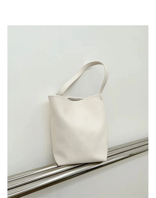 JMT-279882 Leisure Lychee Grain Drawstring Bucket Bag - Large Capacity PU Leather Shoulder Bag