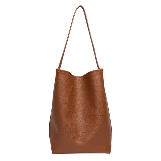 JMT-279882 Leisure Lychee Grain Drawstring Bucket Bag - Large Capacity PU Leather Shoulder Bag