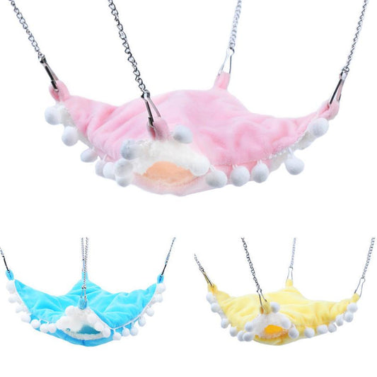 JMT-283658 Cozy Plush Hanging Squirrel Sleeping Bag Hammock in Blue, Pink, and Yellow