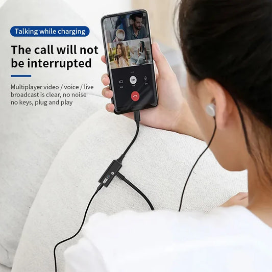 JMT-284298 2-in-1 USB-C to 3.5mm Audio Adapter for Smartphones and Tablets