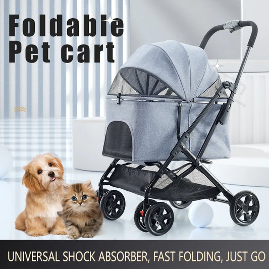 JMT-288202 Luxury Folding Outdoor Dog Stroller with Comfortable Pet Trolley Design