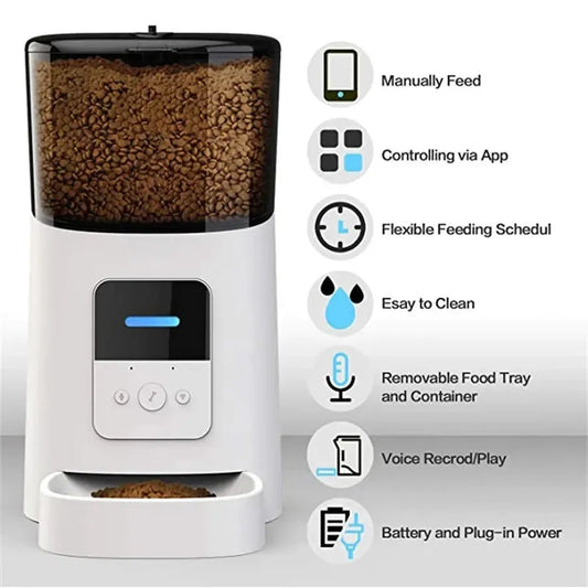 JMT-304586 Smart Automatic Pet Feeder with WiFi Control and 6L Capacity for Dogs and Cats
