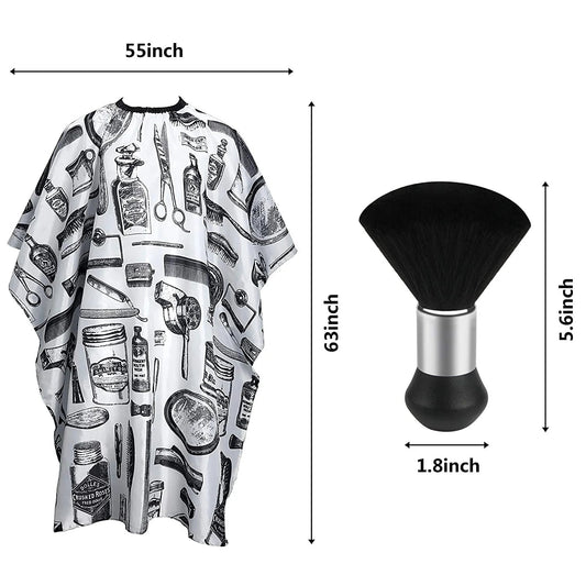 JMT-309642 Professional Hair Cutting Cape with Floral Design and Neck Duster Brush for Salon Use