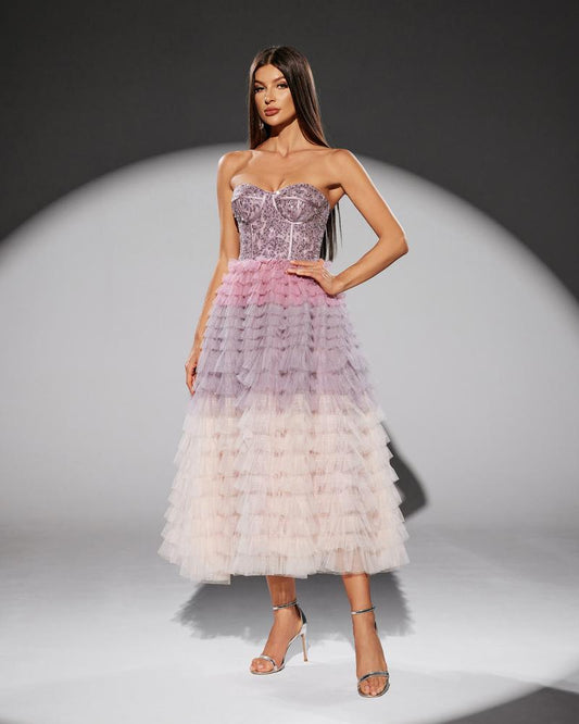 JMT-318794 Elegant Purple Evening Gown for Women - Model SH0206