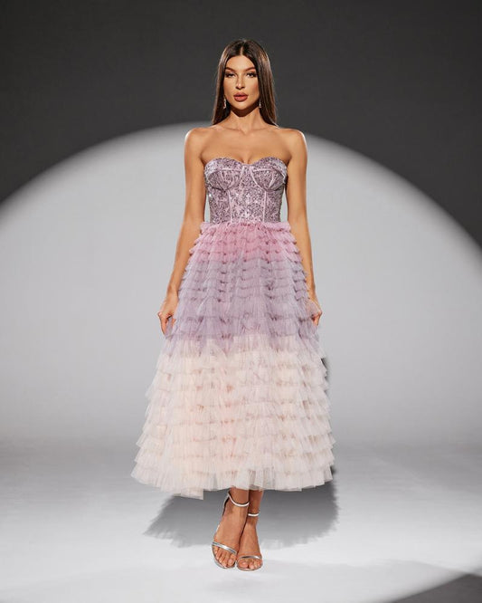 JMT-318794 Elegant Purple Evening Gown for Women - Model SH0206