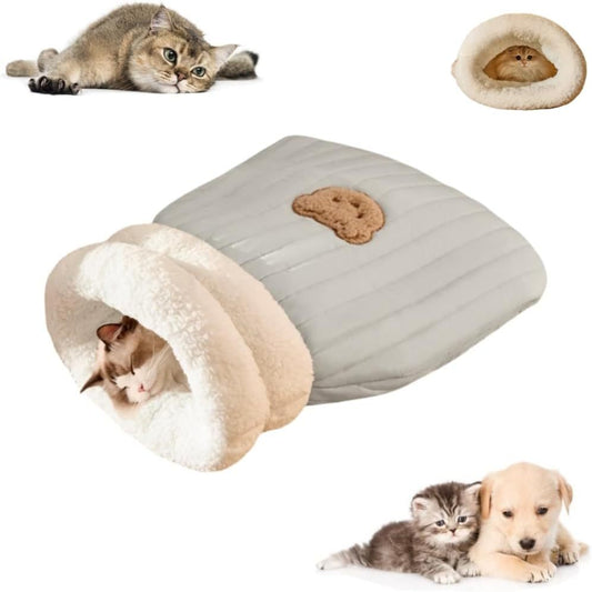 JMT-328074 Cozy Plush Cat Sleeping Bag for Indoor Cats - Soft Self-Warming Cat Bed with Spacious Design and Calming Hideaway for Small Pets