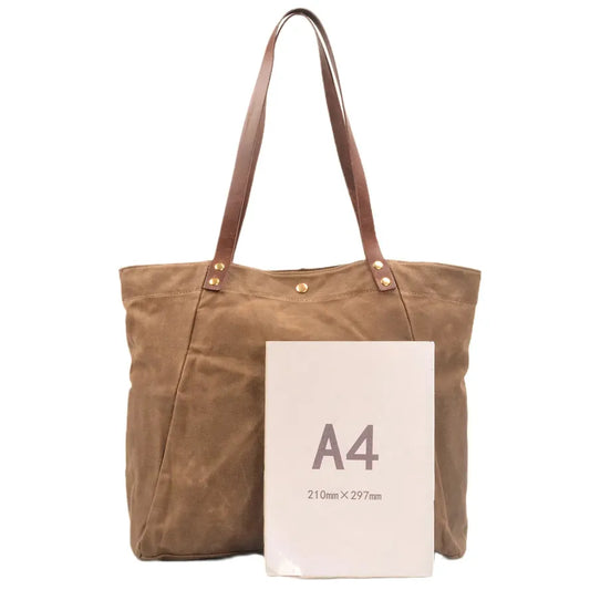 JMT-330762 Casual Unisex Shoulder Bag in Durable Waxed Canvas and Leather - Available in Multiple Colours