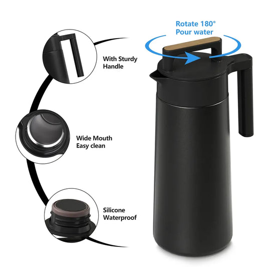 JMT-362954 Custom Stainless Steel Insulated Beverage Dispenser for Coffee, Water, and Tea with Dual-Wall Design and Handle