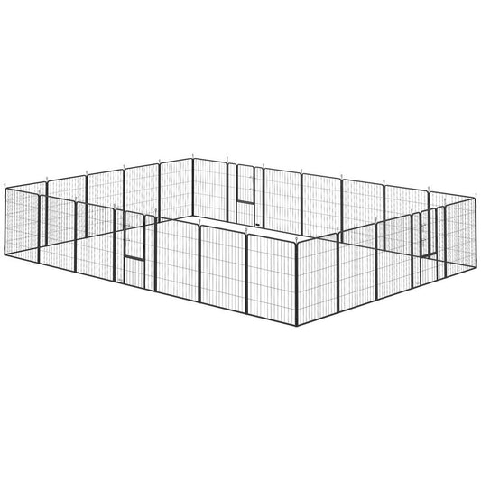 JMT-363850 Expandable 24-Panel Dog Playpen for Indoor and Outdoor Use - Lockable Door with Customizable Shapes in Gray