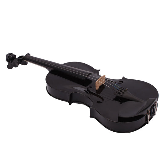 JMT-370634 Black Acoustic Violin with Full-Size Body and Smooth Finish