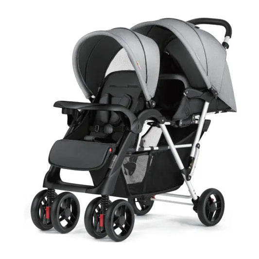 JMT-382282 Twin Folding Baby Stroller for Two Kids - Portable Travel Buggy with Double Seats