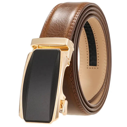 JMT-389450 Men's Genuine Leather Automatic Buckle Ratchet Belt - Model Ly36-24433-1