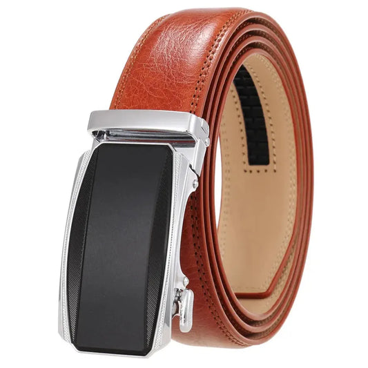 JMT-389450 Men's Genuine Leather Automatic Buckle Ratchet Belt - Model Ly36-24433-1