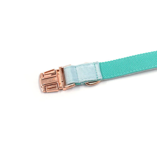 JMT-396938 Sapphire Velvet Pet Collar with Rose Gold Accents - Available in Multiple Sizes