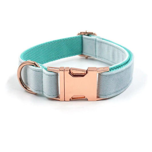 JMT-396938 Sapphire Velvet Pet Collar with Rose Gold Accents - Available in Multiple Sizes
