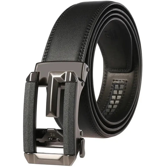 JMT-406410 Stylish Hollow Design Men's Automatic Buckle Leather Belt - Model LY36-74-1