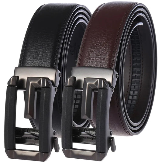 JMT-406410 Stylish Hollow Design Men's Automatic Buckle Leather Belt - Model LY36-74-1