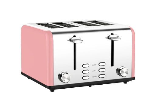 JMT-408778 Extra Wide 4-Slice Retro Toaster with Reheat, Defrost, Cancel Functions and 6 Browning Levels